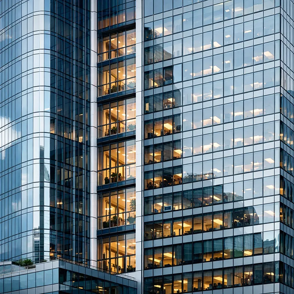Façade d'un gratte-ciel d'entreprise moderne