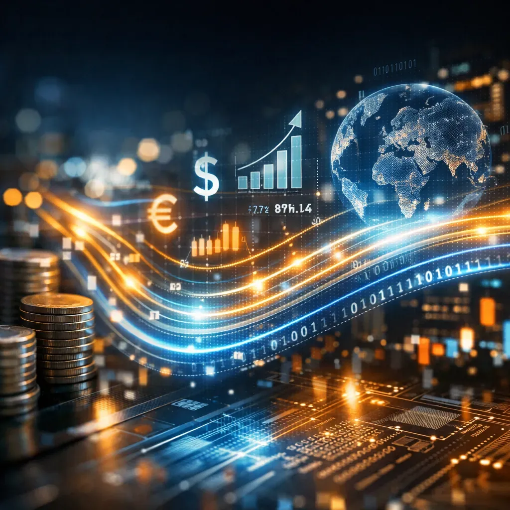 Concept abstrait de flux financiers numériques