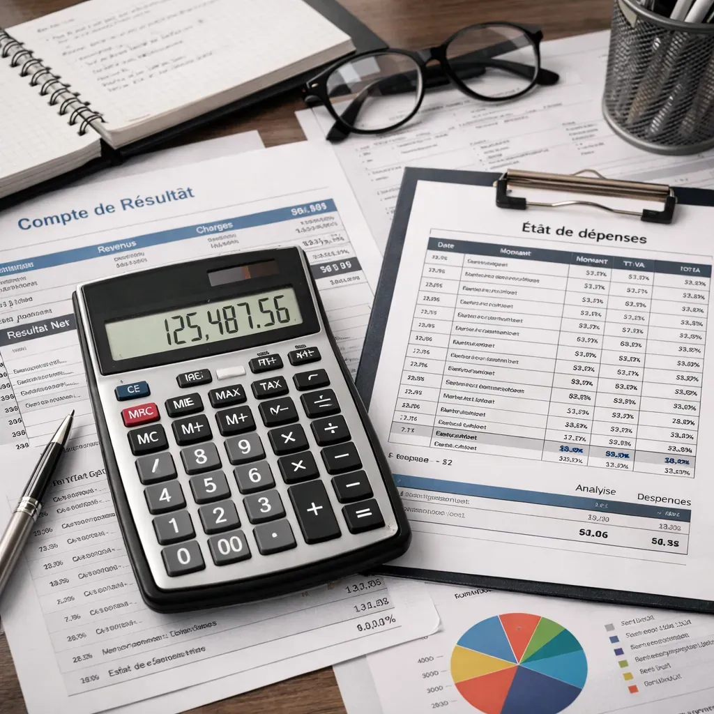 Calculatrice et documents comptables
