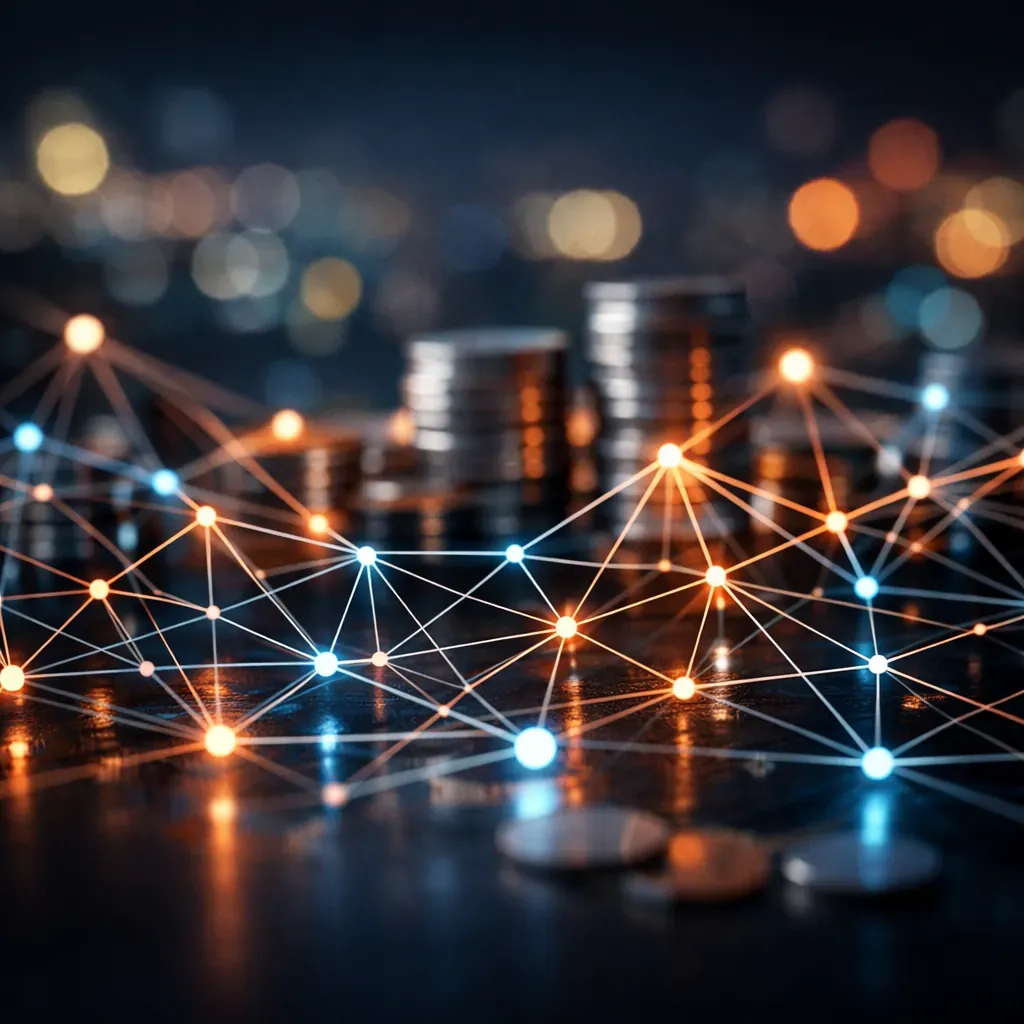 Abstract connection points representing funding networks