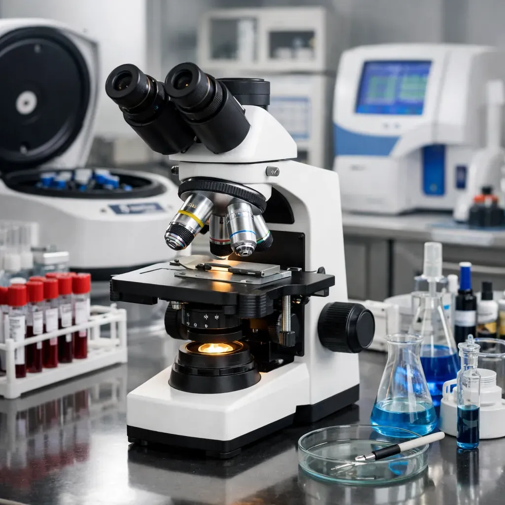Microscope et équipements d'analyse médicale en laboratoire de recherche