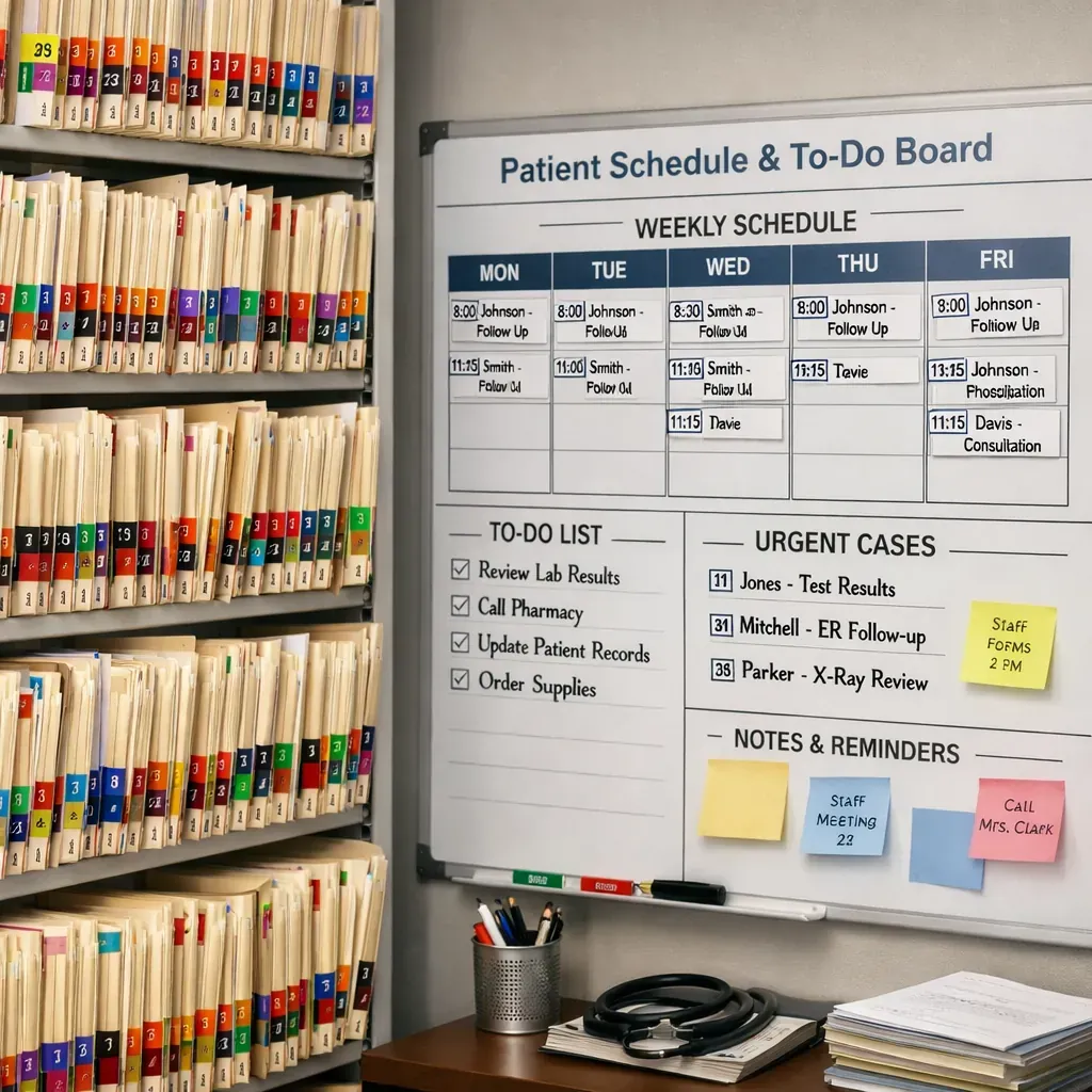 Organized medical files and planning board