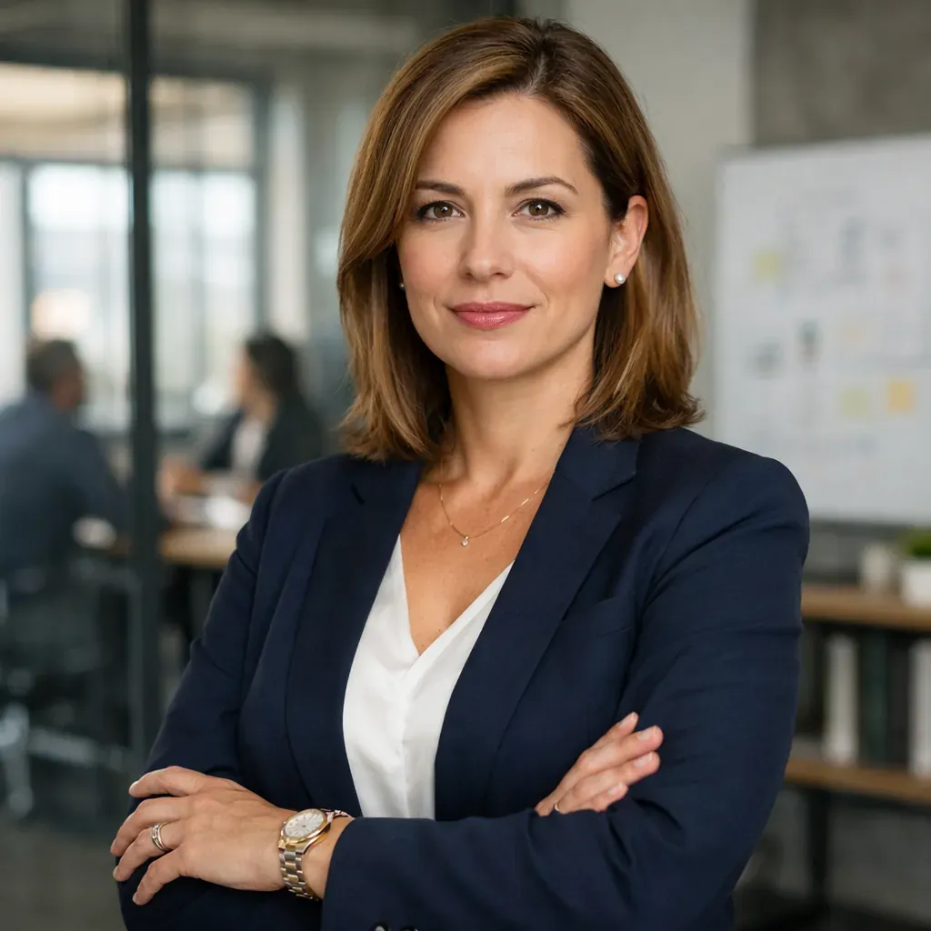 Portrait of female strategy executive in modern office