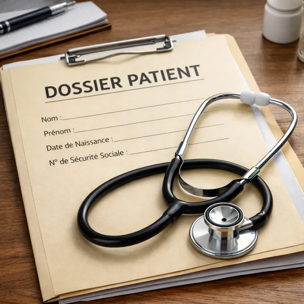 Dossier patient et stéthoscope