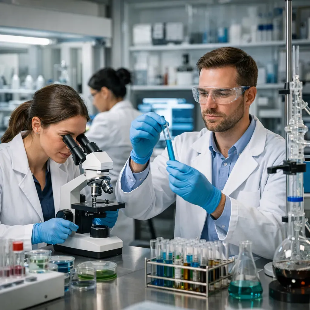Recherche médicale et fioles en laboratoire