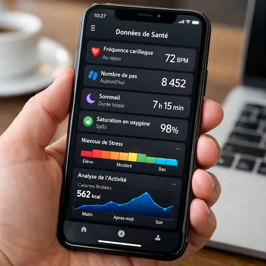 Smartphone affichant des données de santé