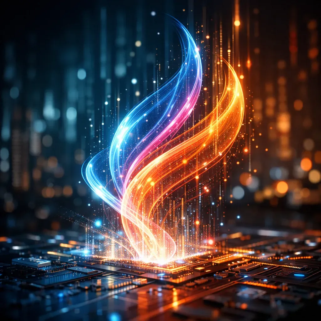Forme abstraite lumineuse représentant la technologie