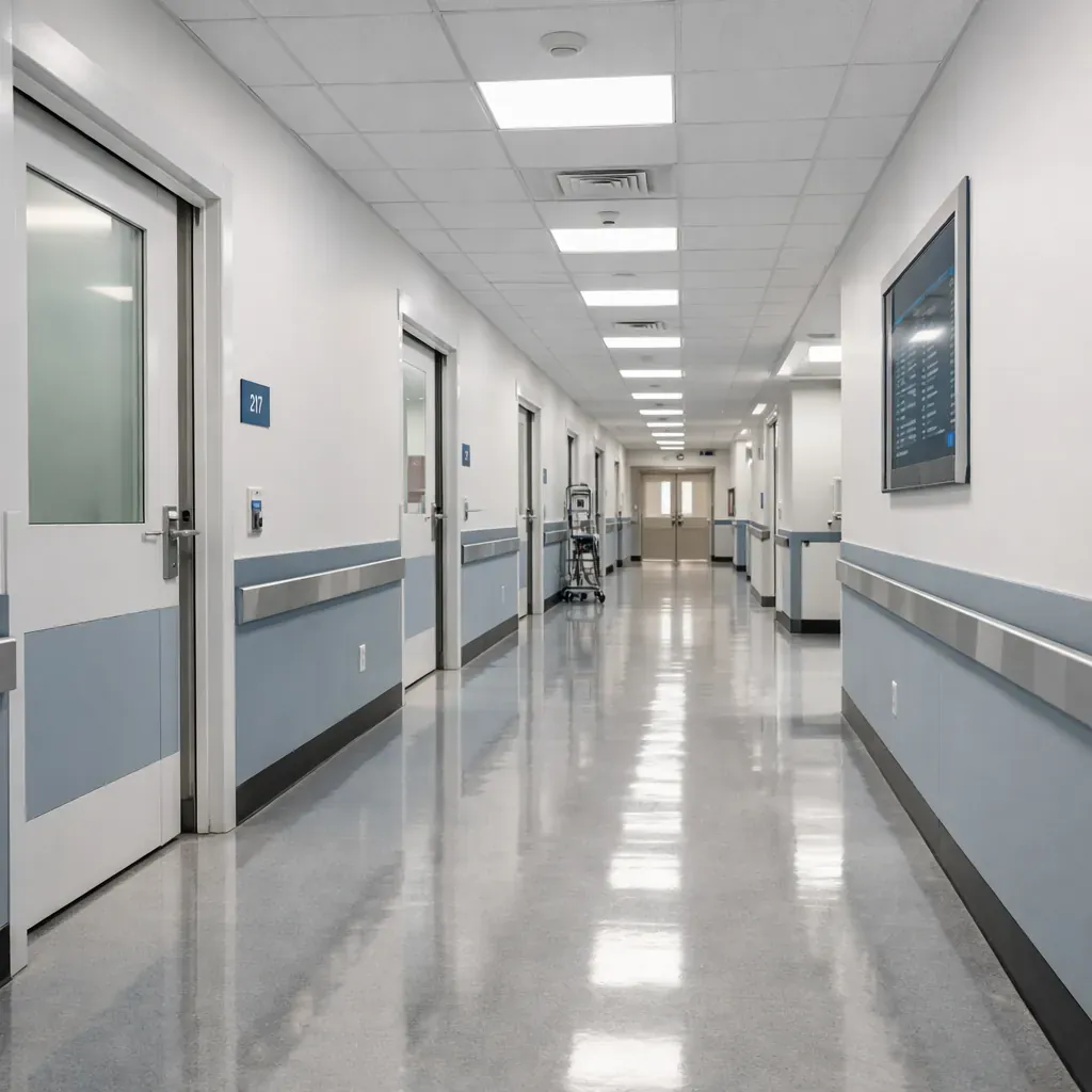 Couloir d'hôpital propre et moderne