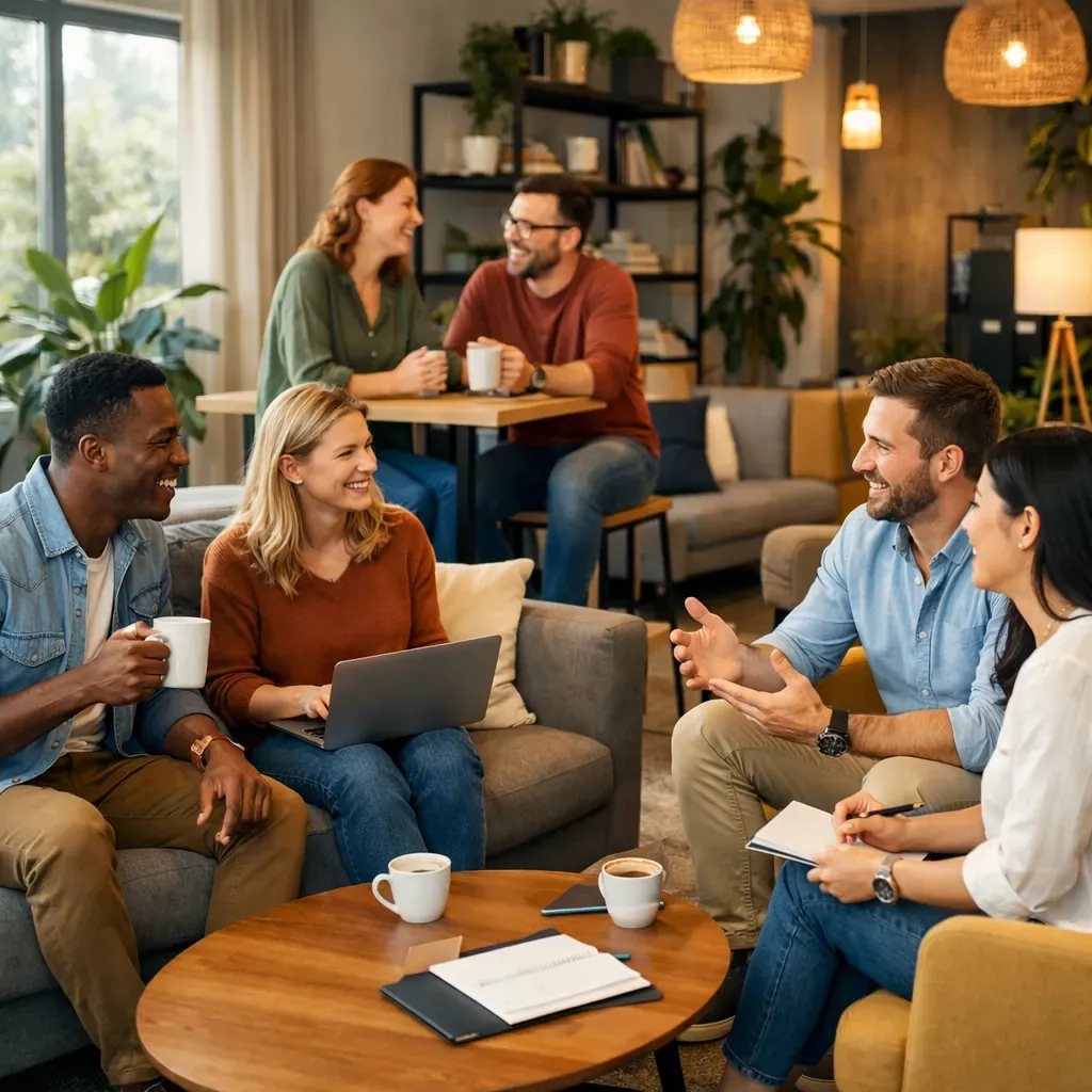 Employés dans un espace de travail détendu