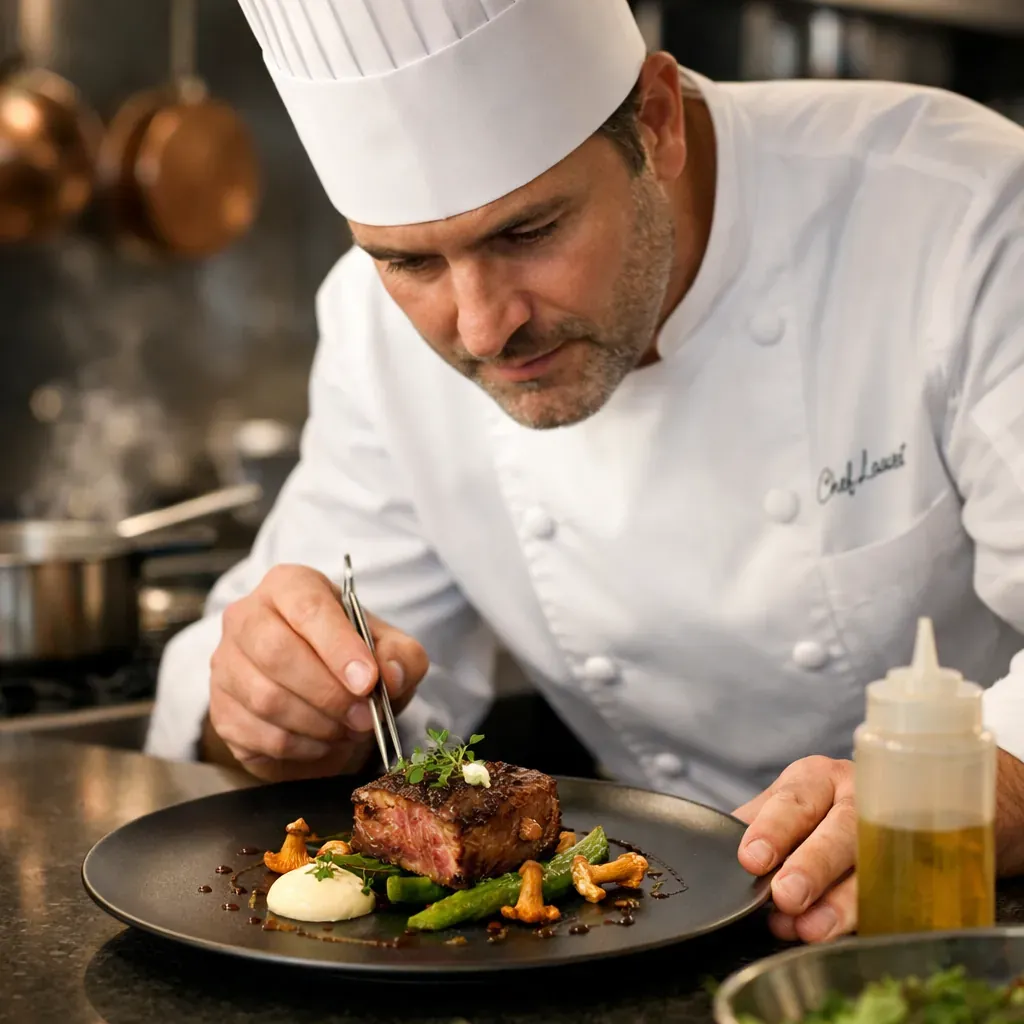 Chef professionnel en pleine préparation