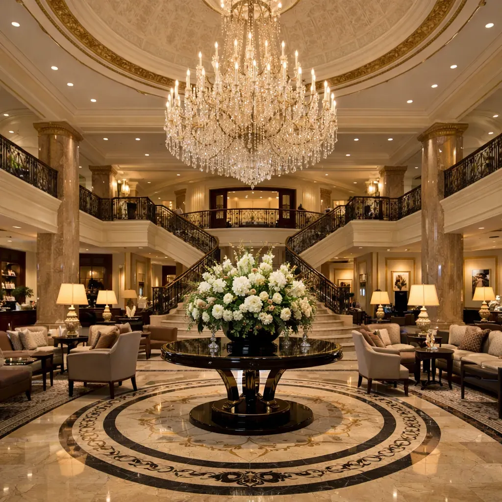 Lobby d'un grand hôtel de luxe
