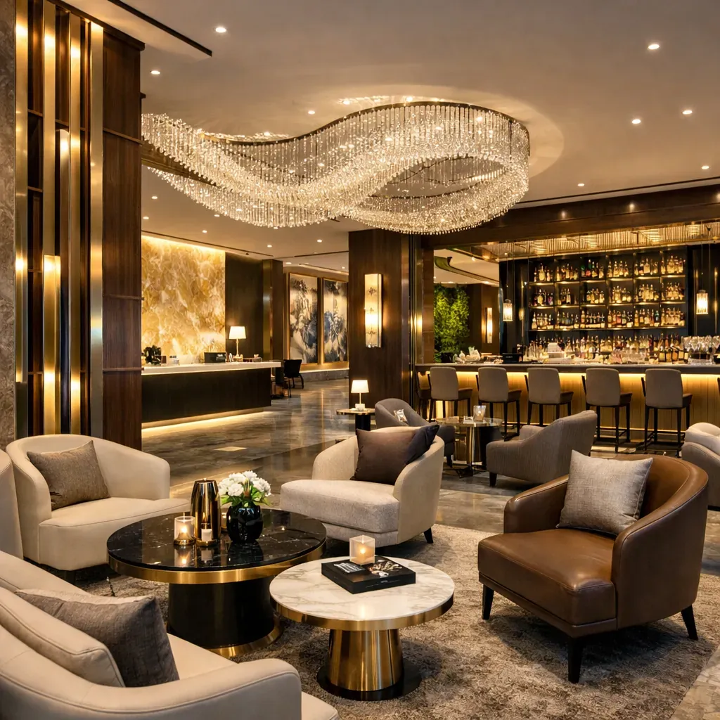 Aménagement de design intérieur hôtelier moderne et luxueux