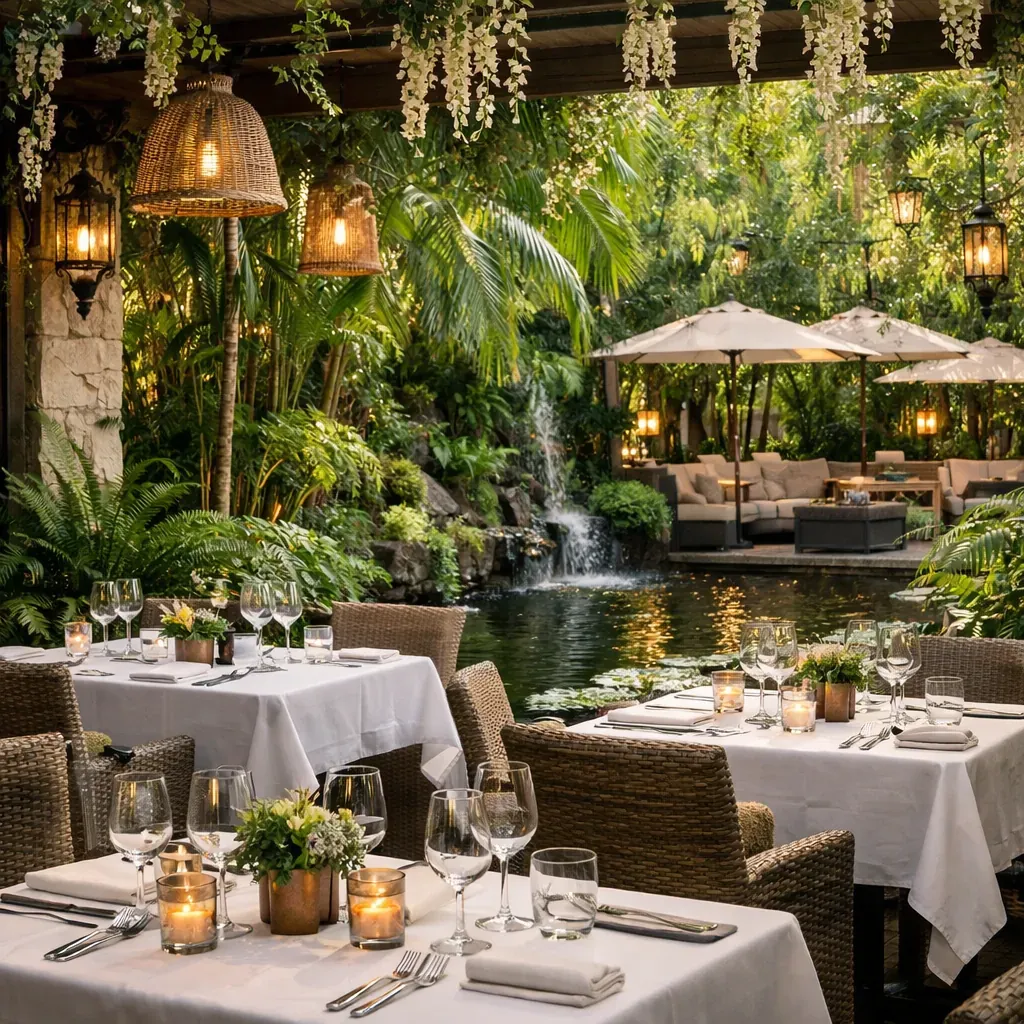 Espace restaurant verdoyant