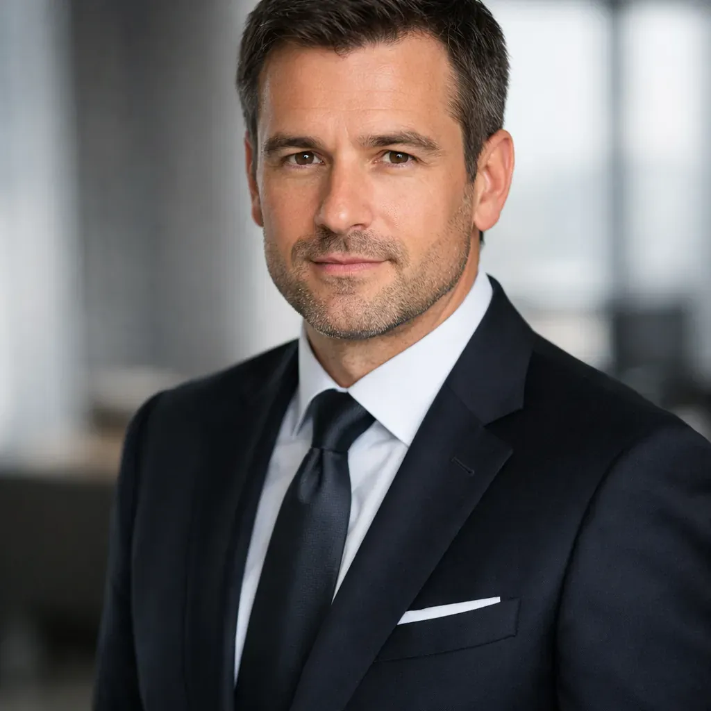 Portrait professionnel en costume sombre