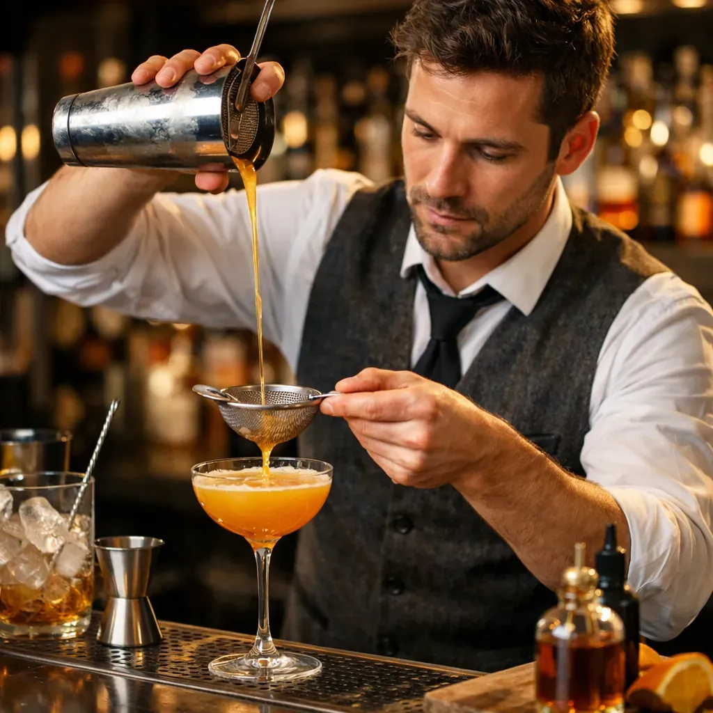 Barman préparant un cocktail