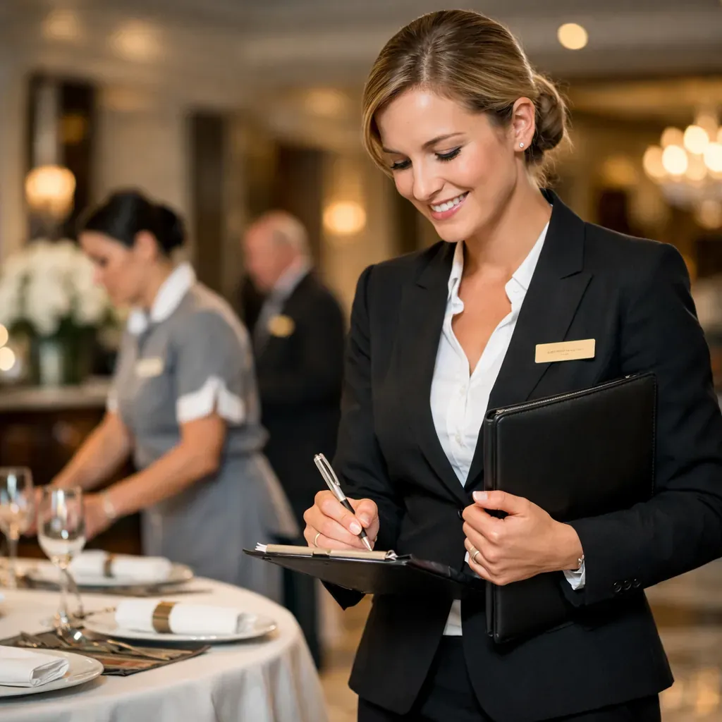 Professionnelle de l'hôtellerie en action