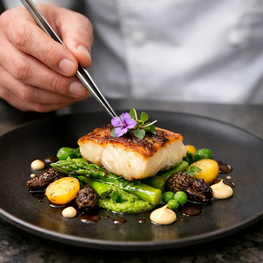 Détail de dressage d'assiette