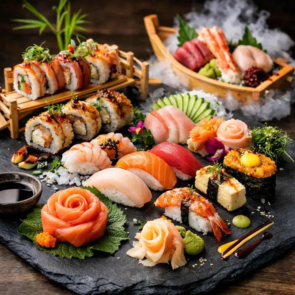 Sushis présentés de manière créative