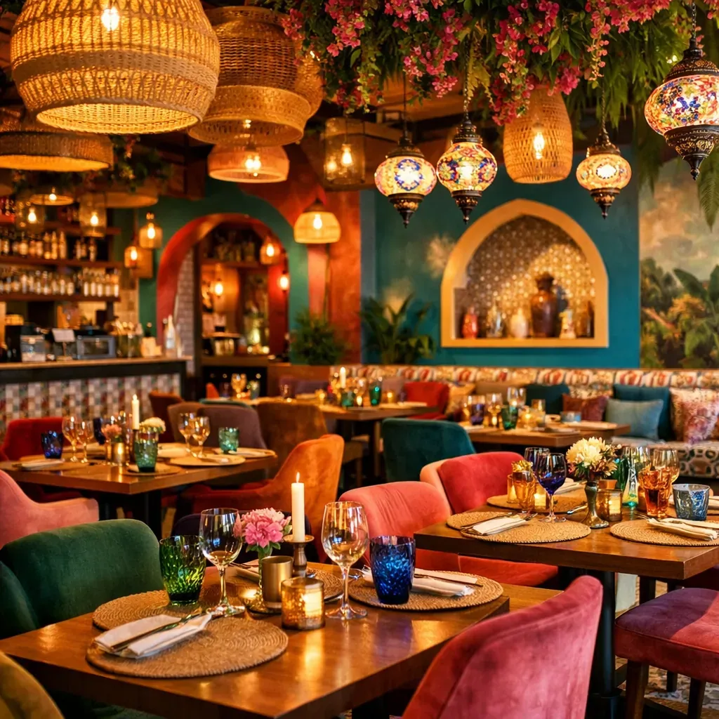 Intérieur de restaurant coloré