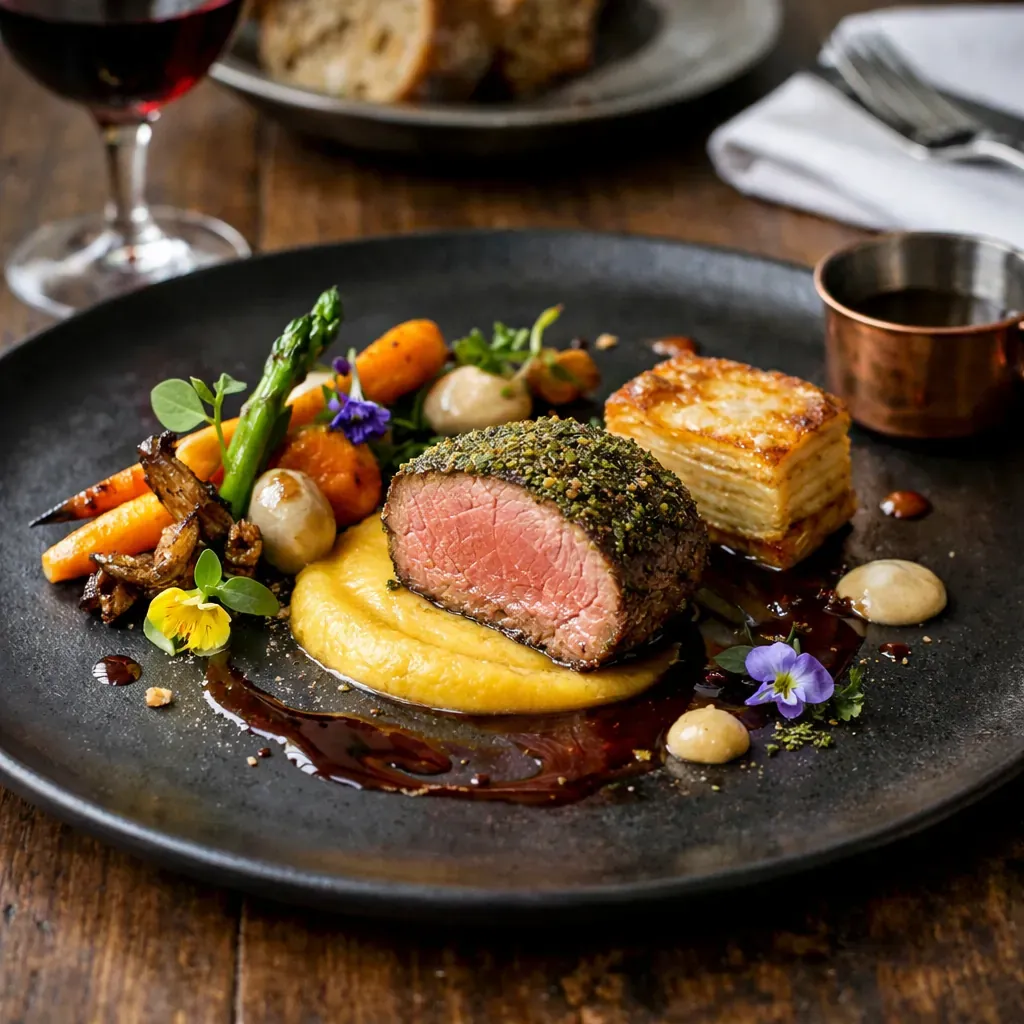 Assiette gastronomique stylisée