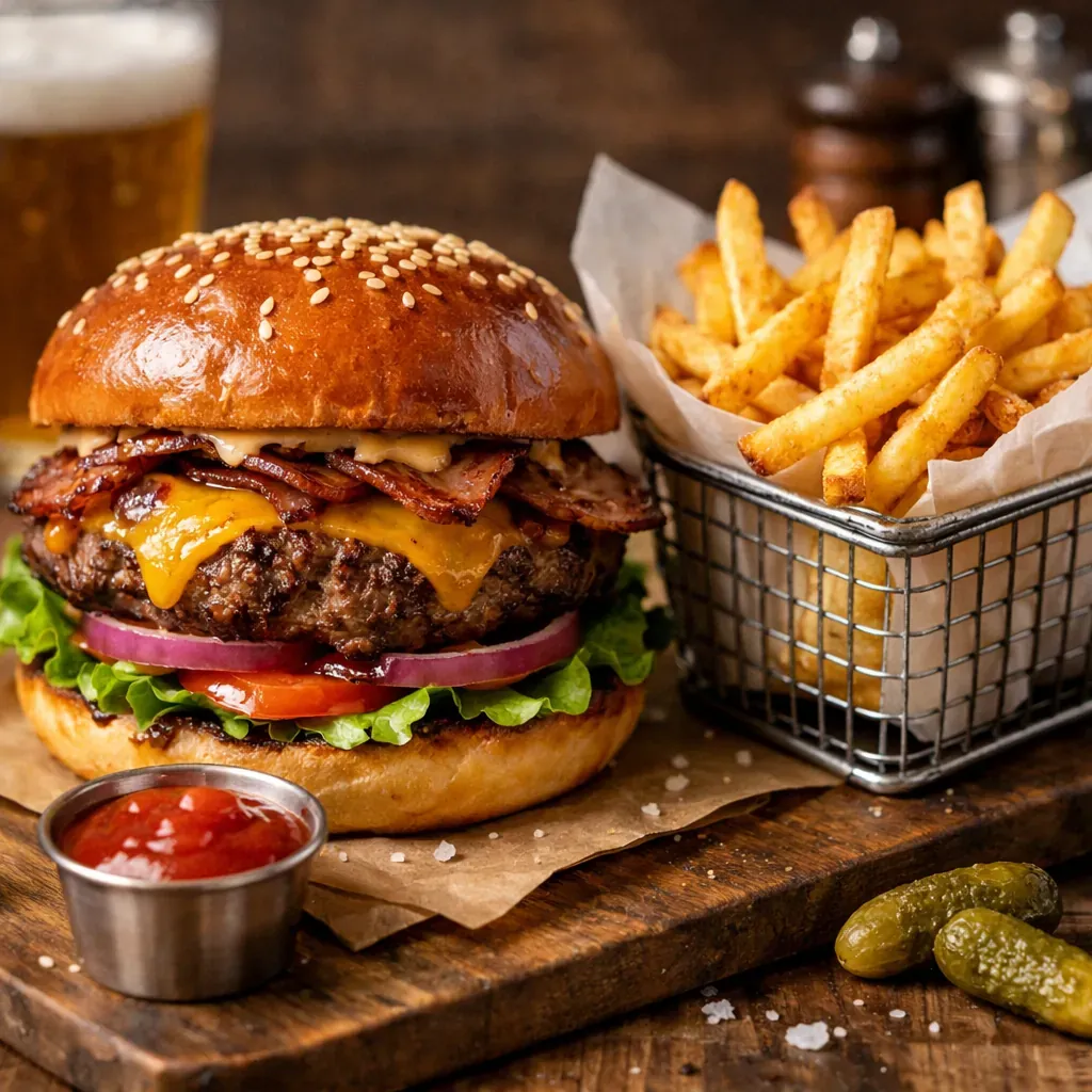 Burger premium et frites