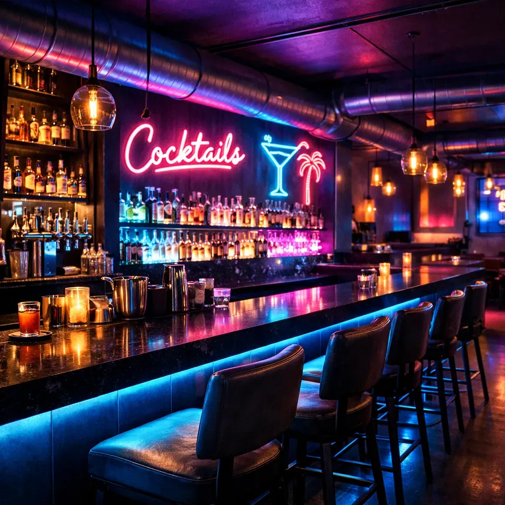 Intérieur de bar néon moderne