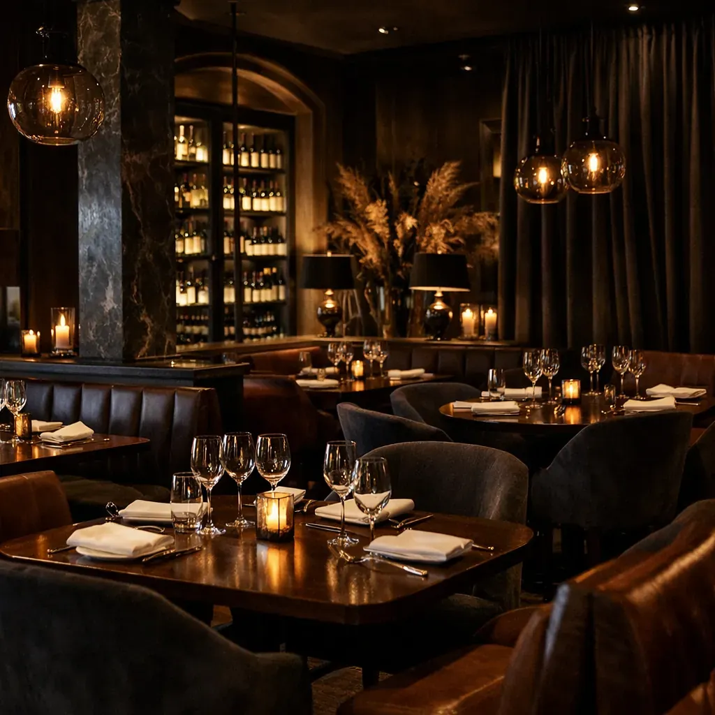 Intérieur de restaurant sombre et élégant
