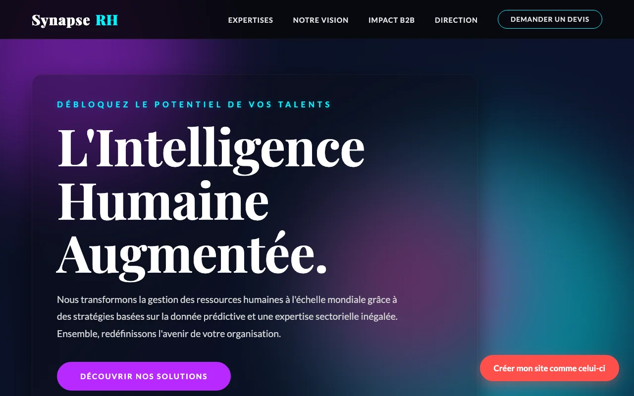 Site d'entreprise — Cinématique