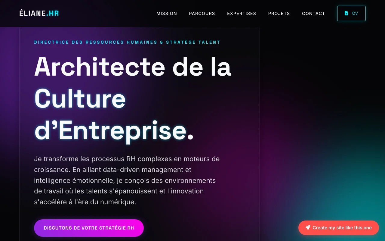 CV professionnel — Cinématique