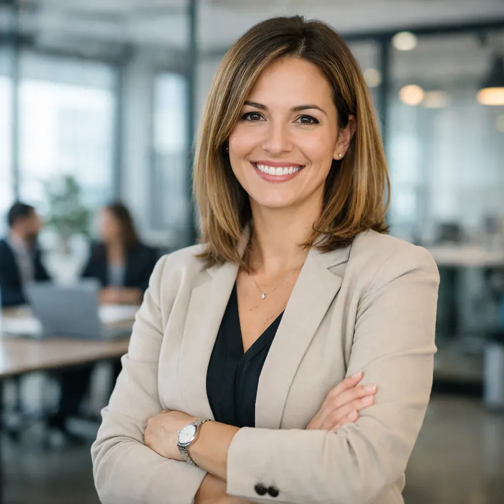 Professionnelle des ressources humaines souriante en environnement de travail moderne