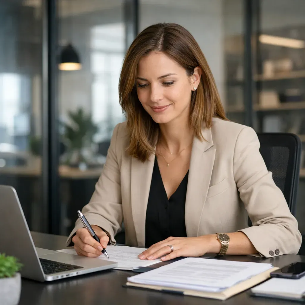 Consultante au travail dans un bureau moderne