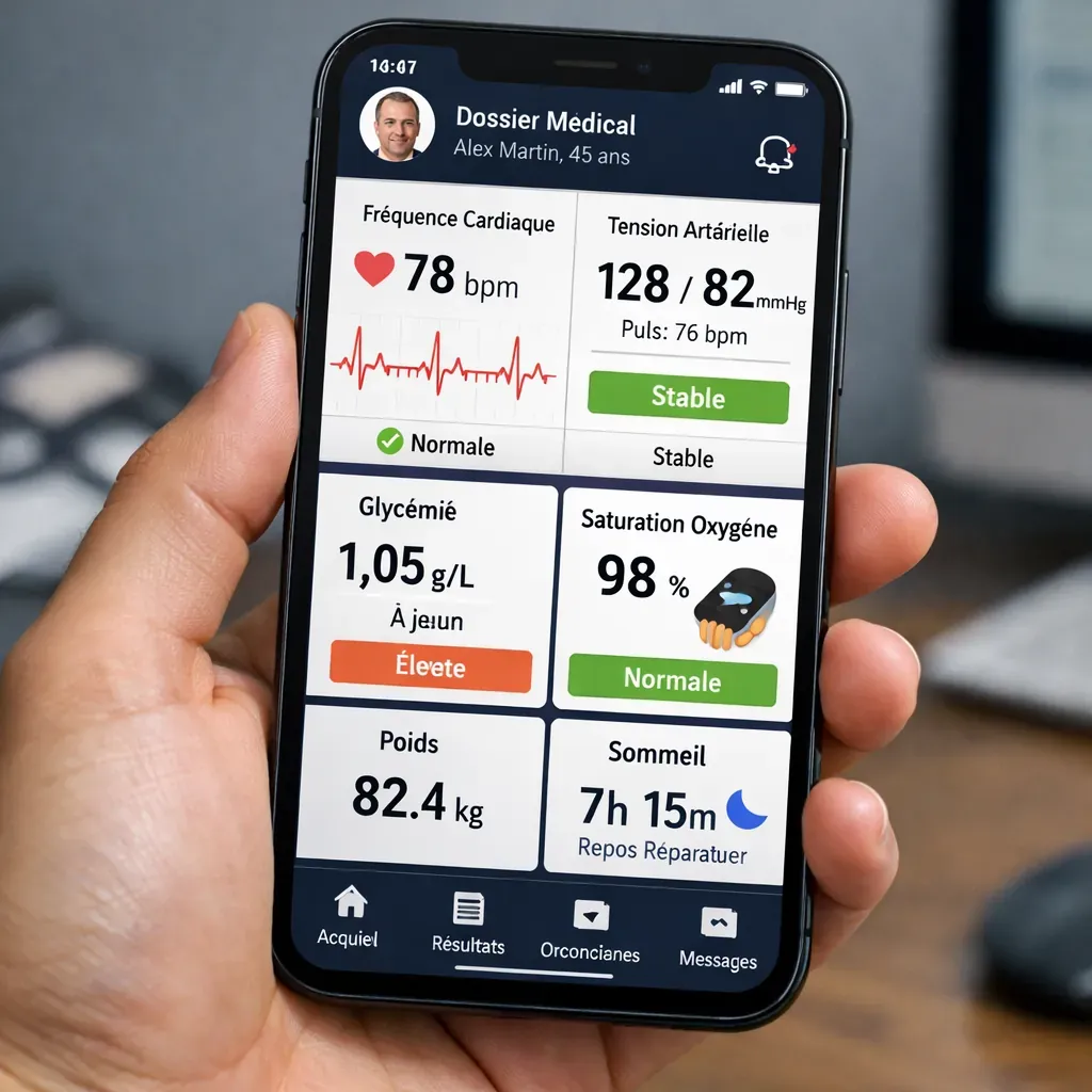 Application mobile affichant des données médicales
