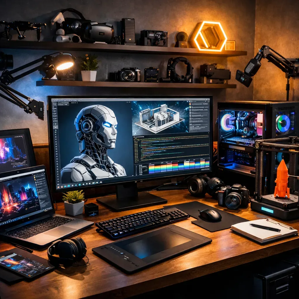Espace de travail technologique créatif
