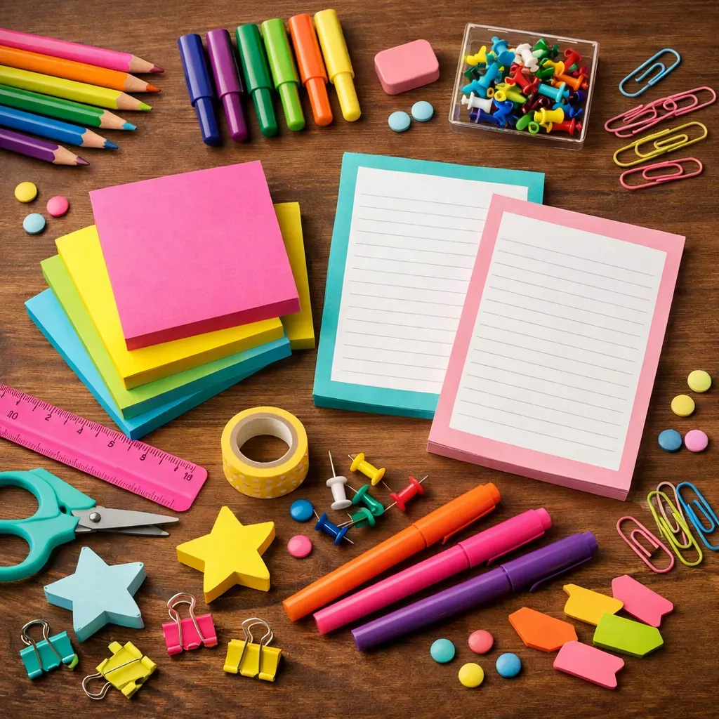 Papeterie colorée et notes