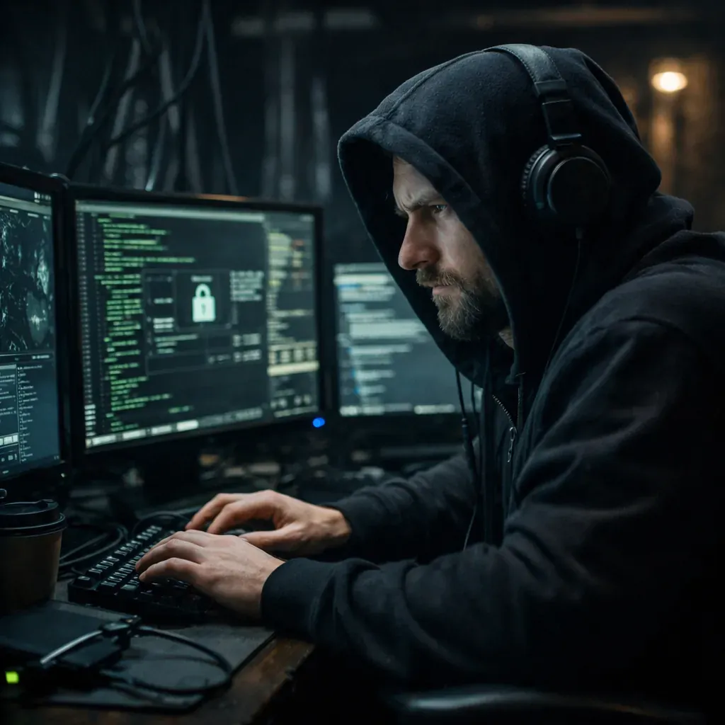 Hacker in dark environment