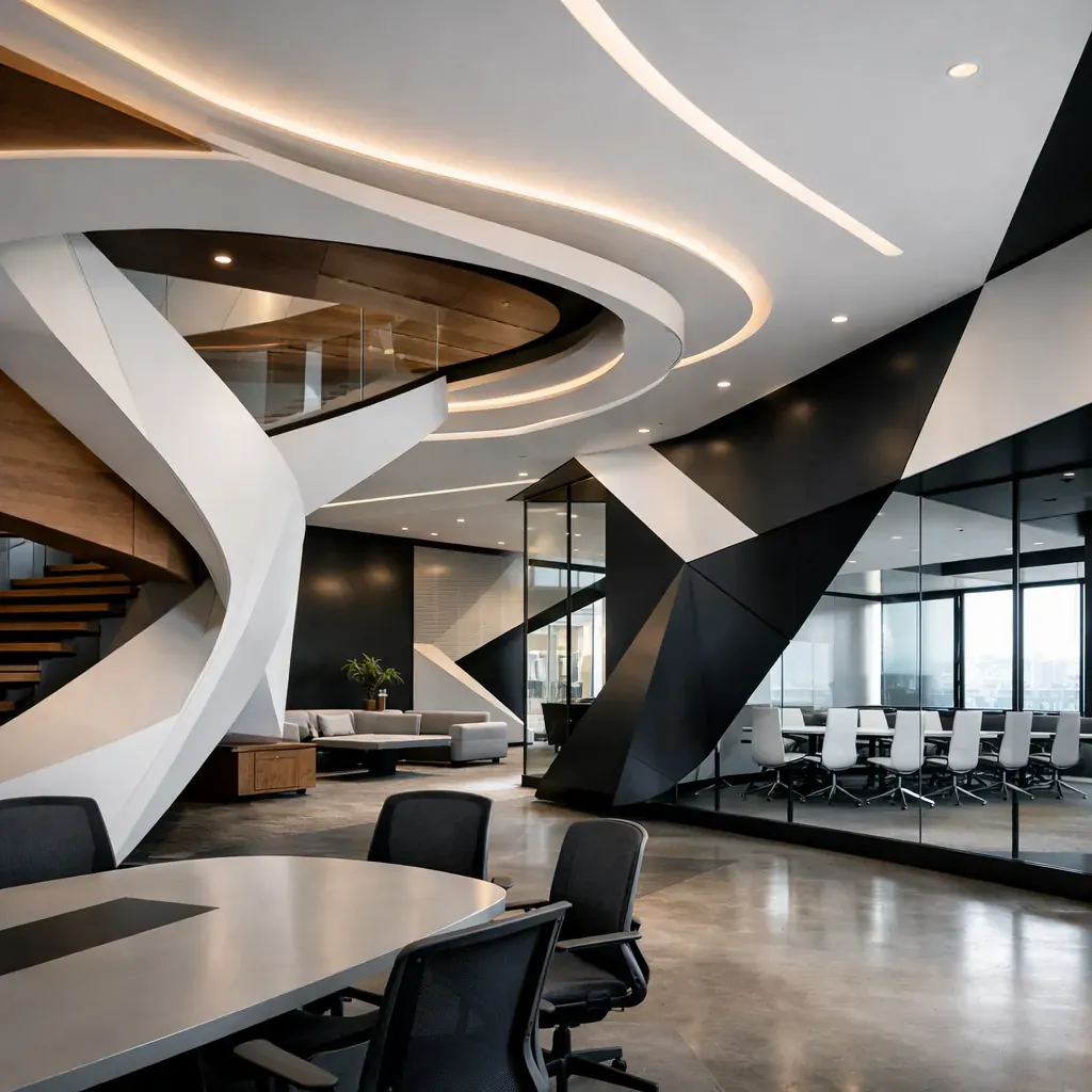 Architecture d'intérieur de bureau moderne abstraite