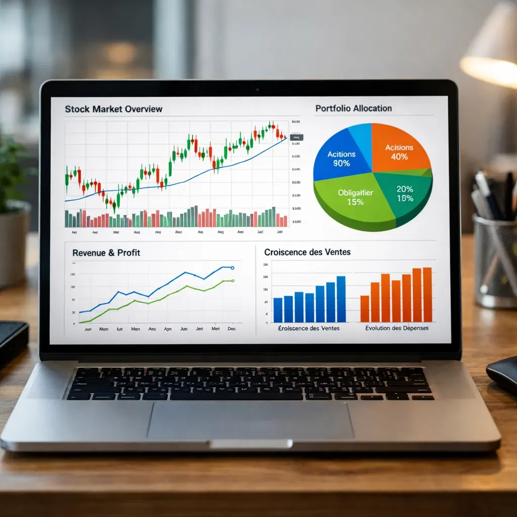 Graphiques d'analyse financière sur un ordinateur moderne