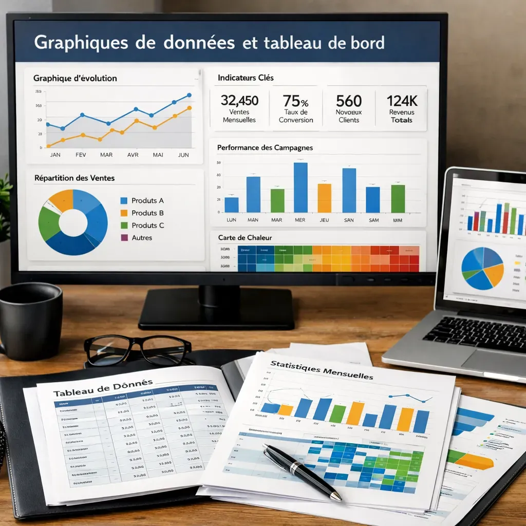 Graphiques de données et tableau de bord
