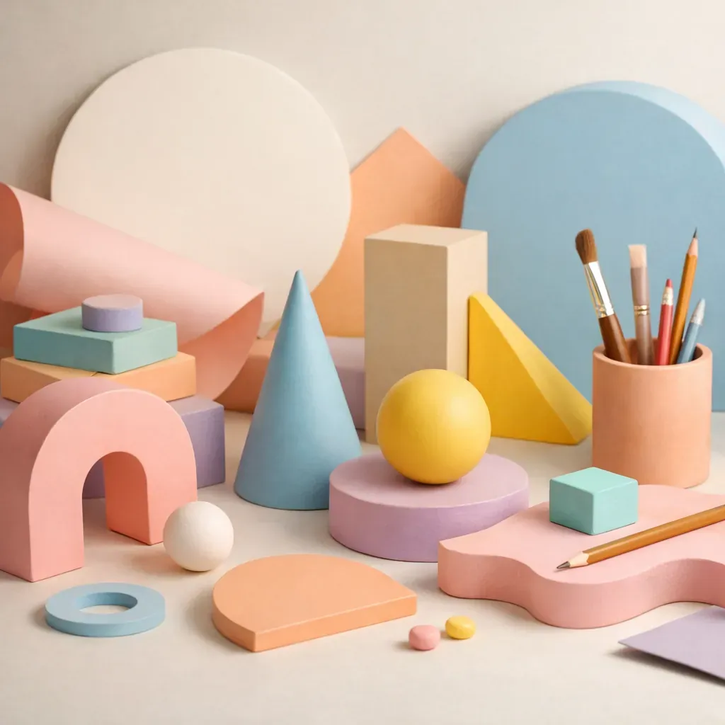 Abstract pastel geometric shapes representing creativity