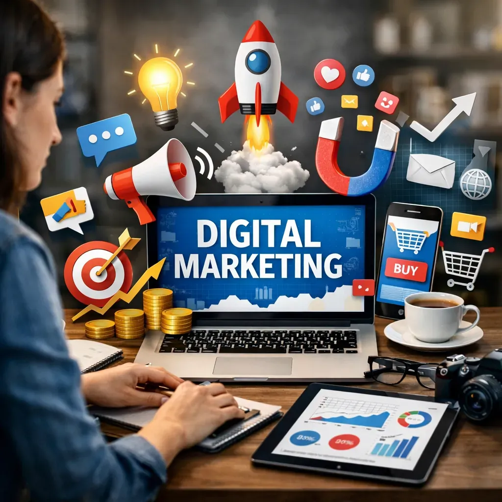 Illustration conceptuelle marketing digital