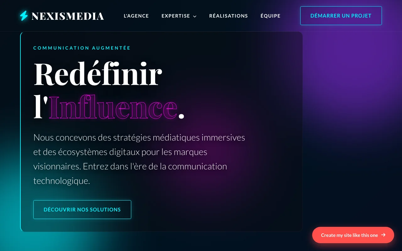 Site d'entreprise — Cinématique