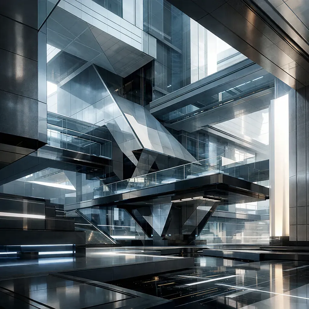 Vue abstraite architecturale tech