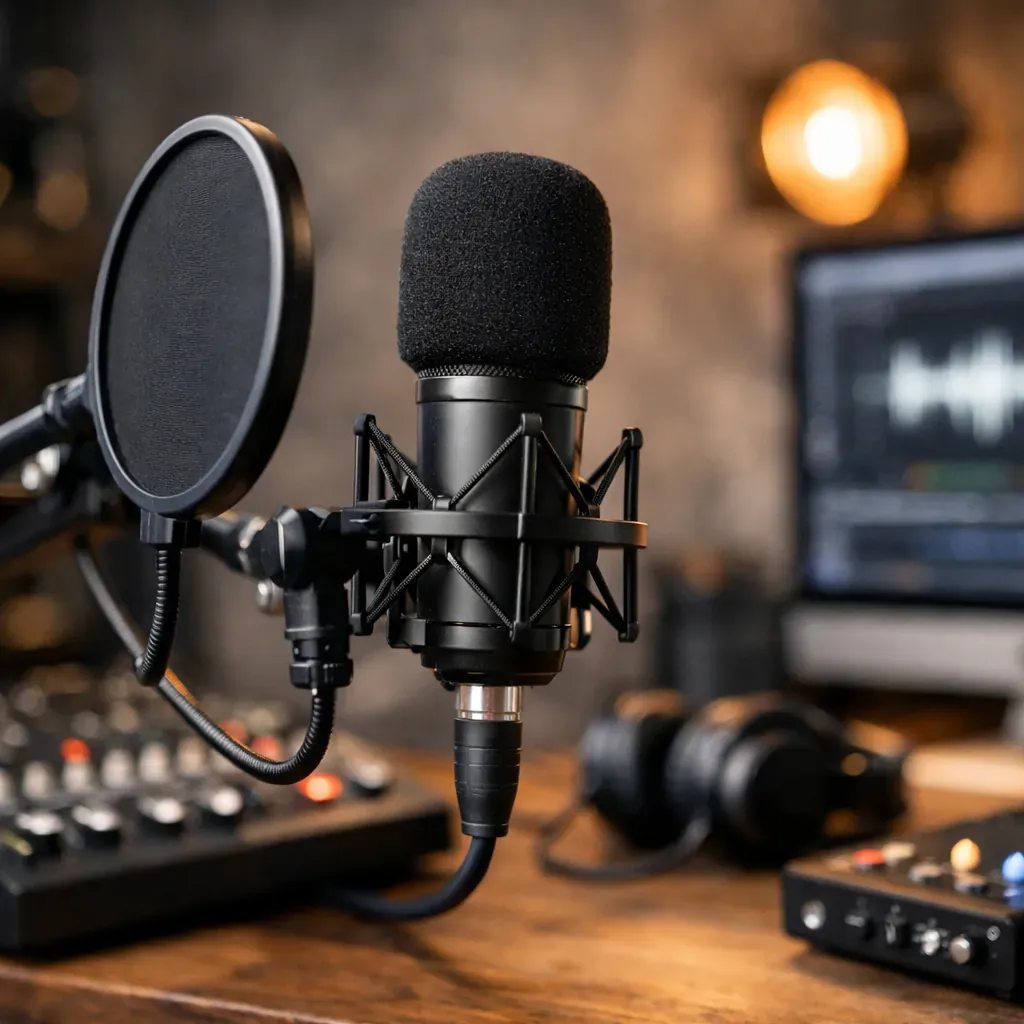 Microphone professionnel pour production de podcast