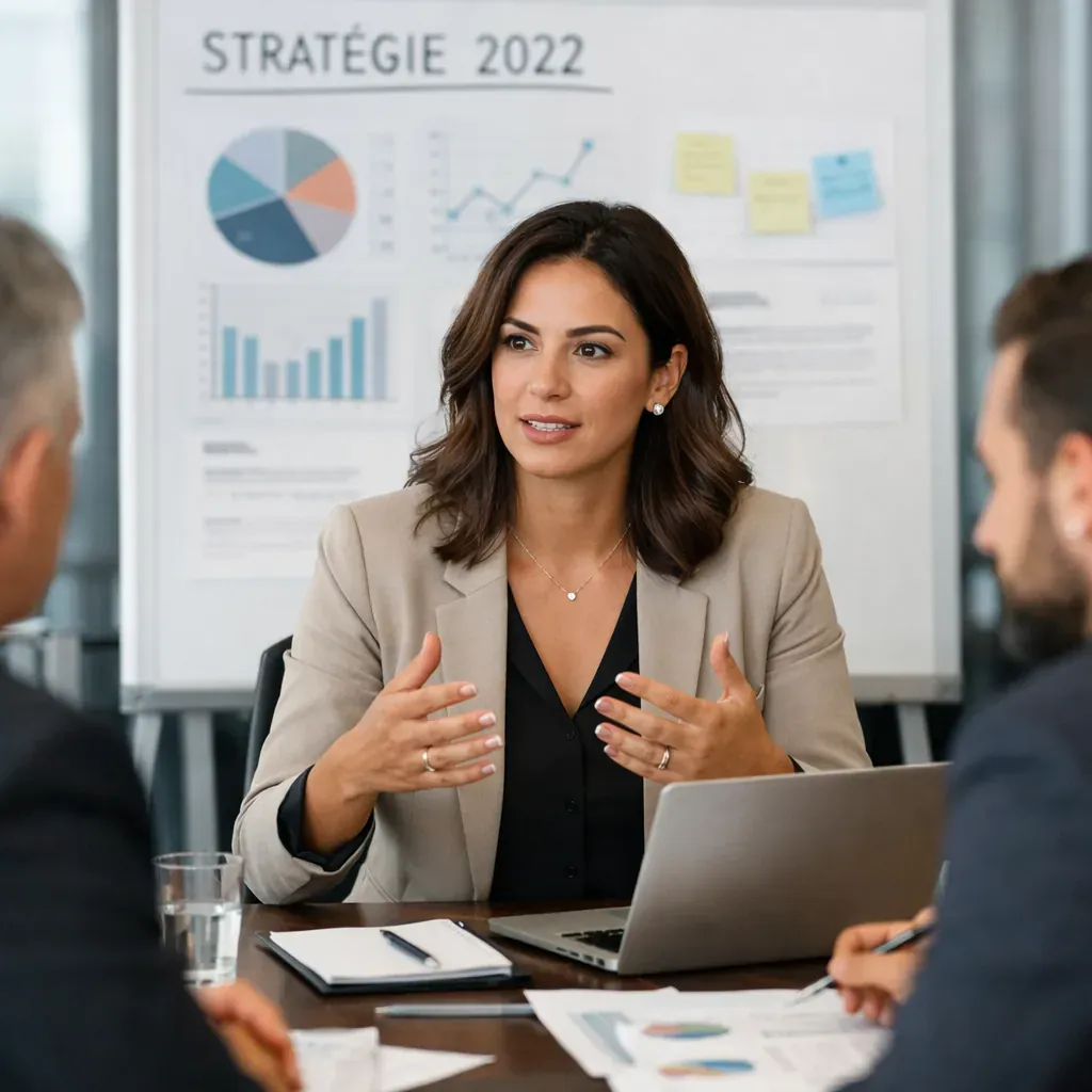 Professionnelle en réunion stratégique