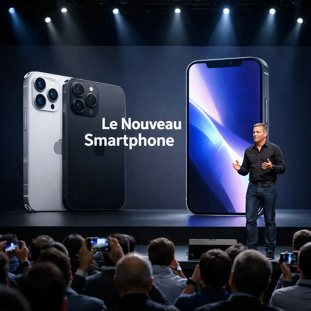 Présentation sur scène lors d'un lancement de produit tech