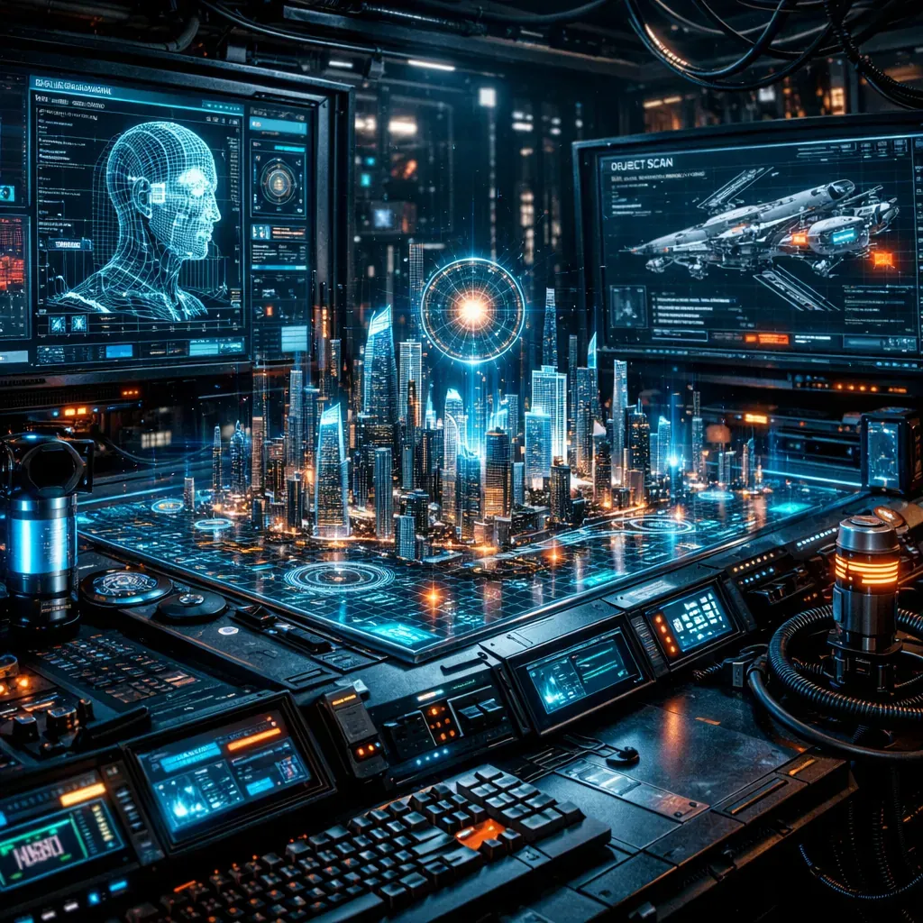 Cyberpunk style tech visualization