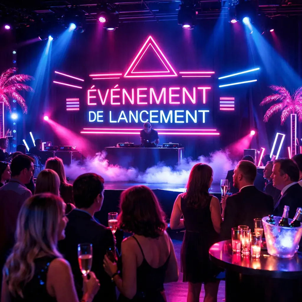 événement de lancement néon