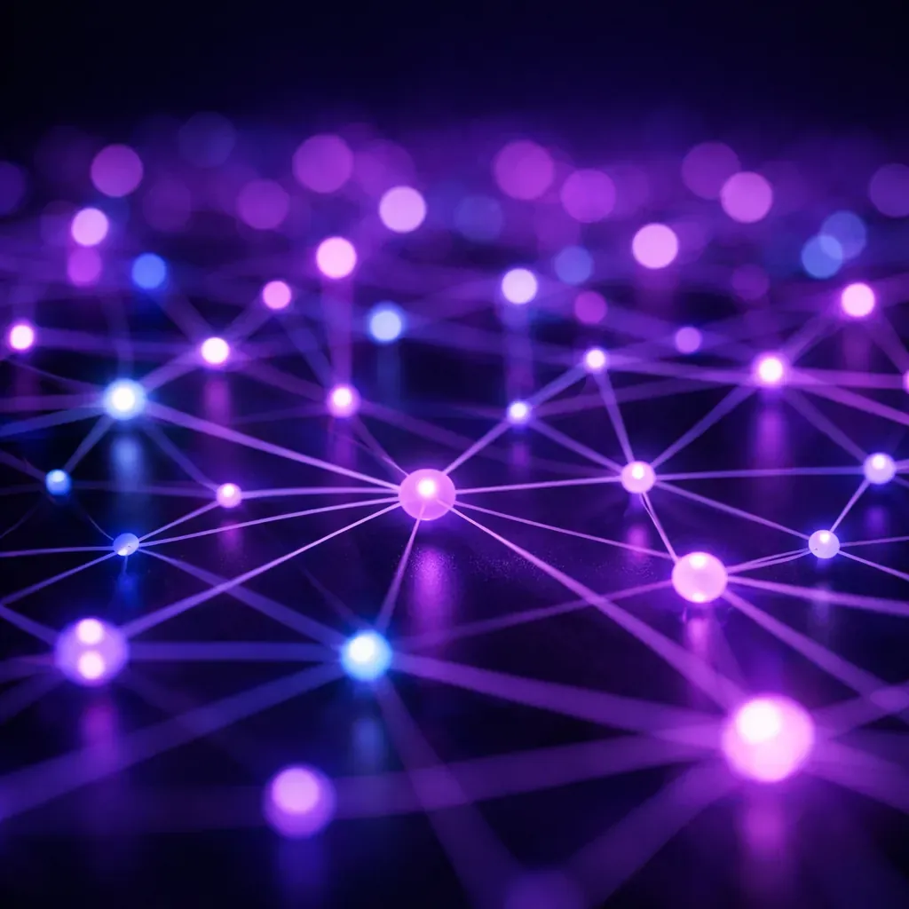 Abstract purple network nodes