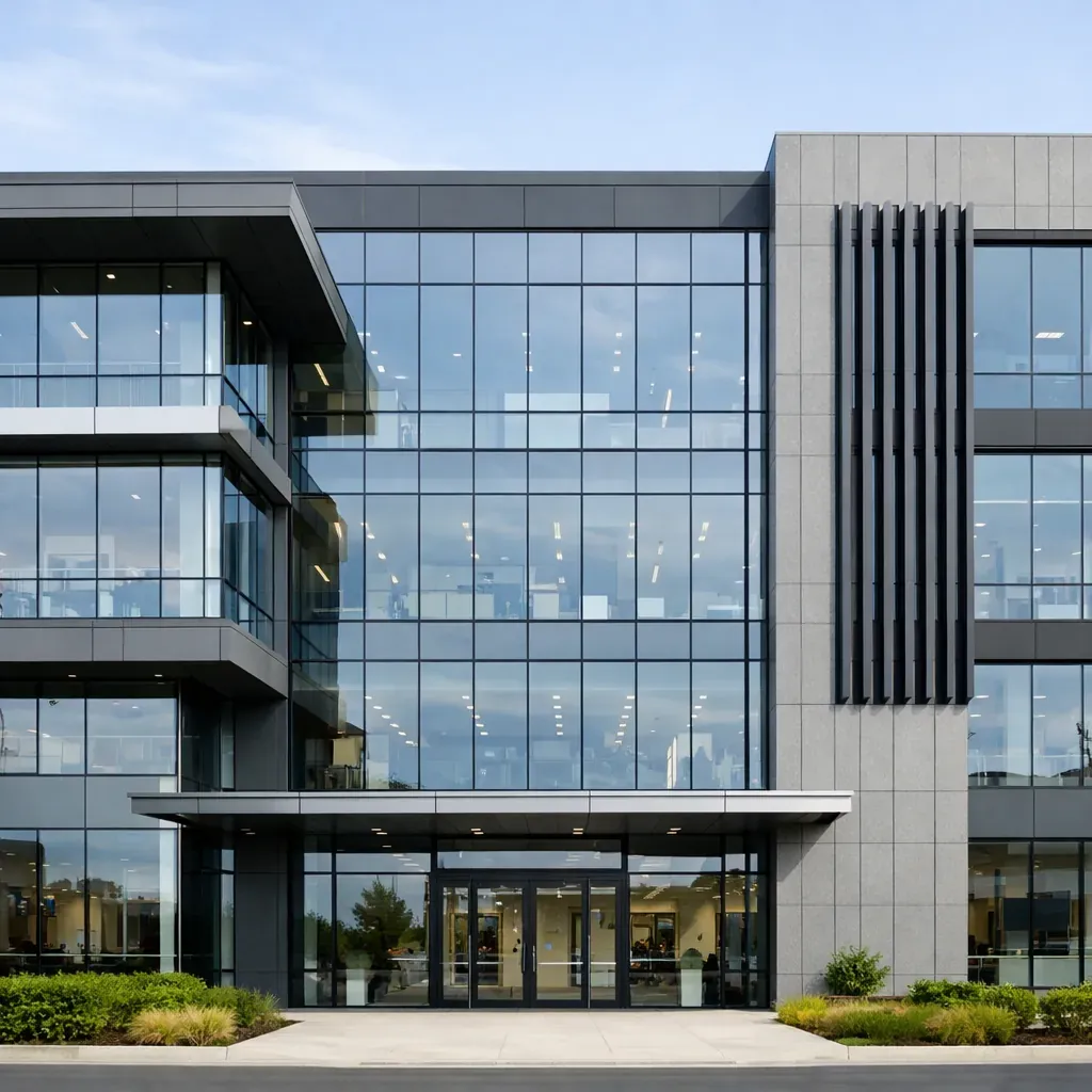 Façade de bâtiment d'entreprise moderne