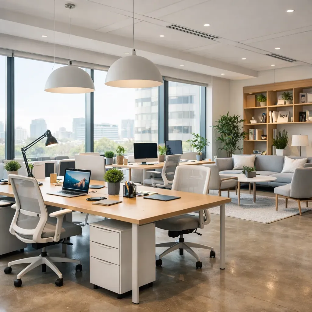 Espace de travail moderne et lumineux